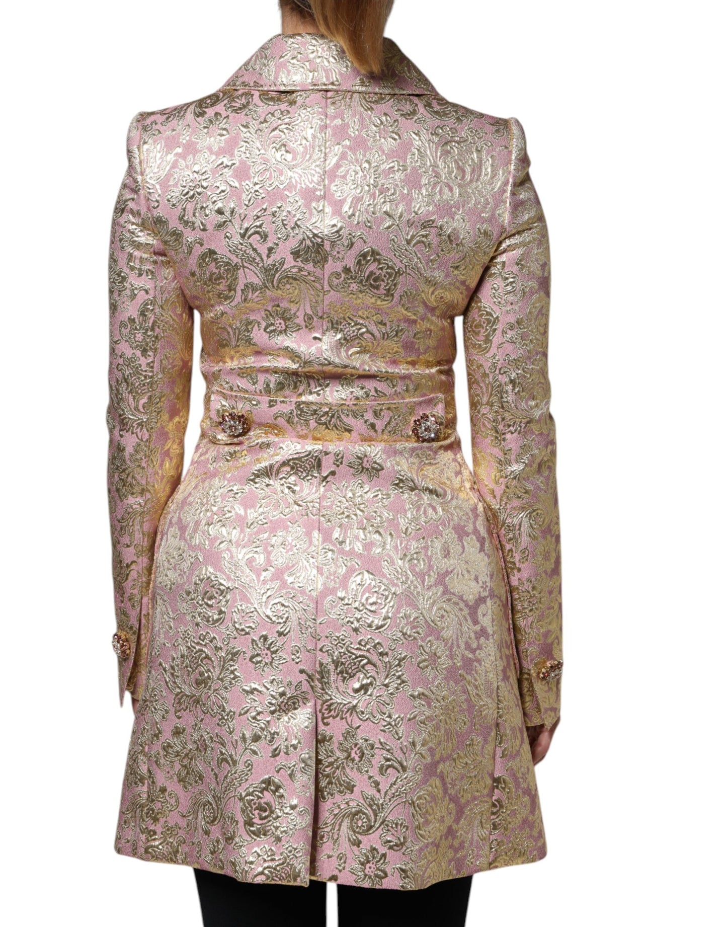 Куртка Dolce &amp; Gabbana Metallic Pink Gold Jacquard Jewel Button