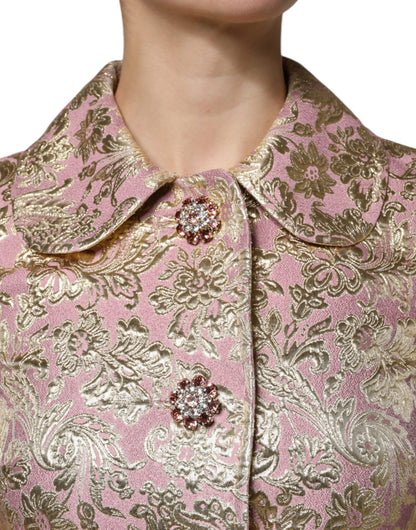 Куртка Dolce &amp; Gabbana Metallic Pink Gold Jacquard Jewel Button
