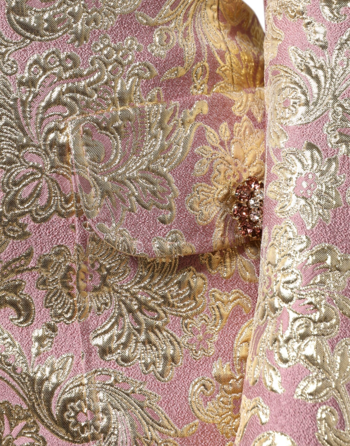 Куртка Dolce &amp; Gabbana Metallic Pink Gold Jacquard Jewel Button