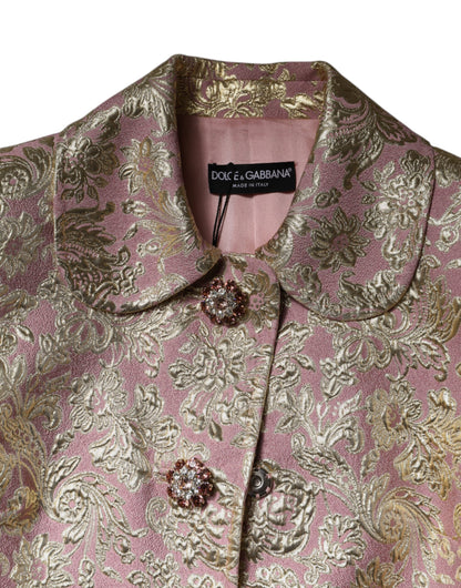 Куртка Dolce &amp; Gabbana Metallic Pink Gold Jacquard Jewel Button