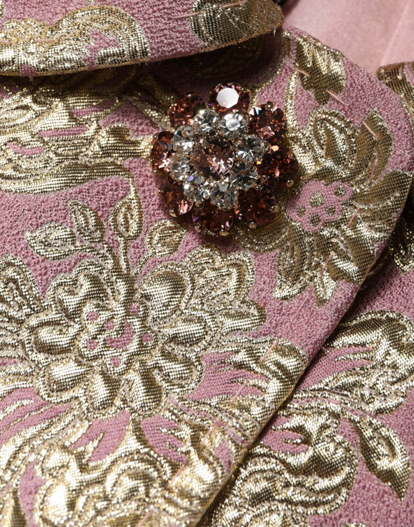 Куртка Dolce &amp; Gabbana Metallic Pink Gold Jacquard Jewel Button