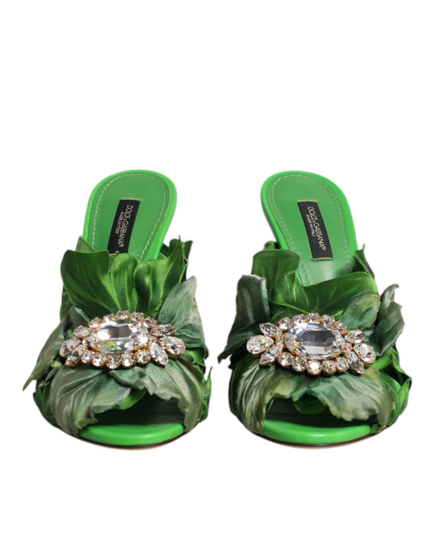 Босоніжки Dolce &amp; Gabbana Green Crystal Slides KEIRA