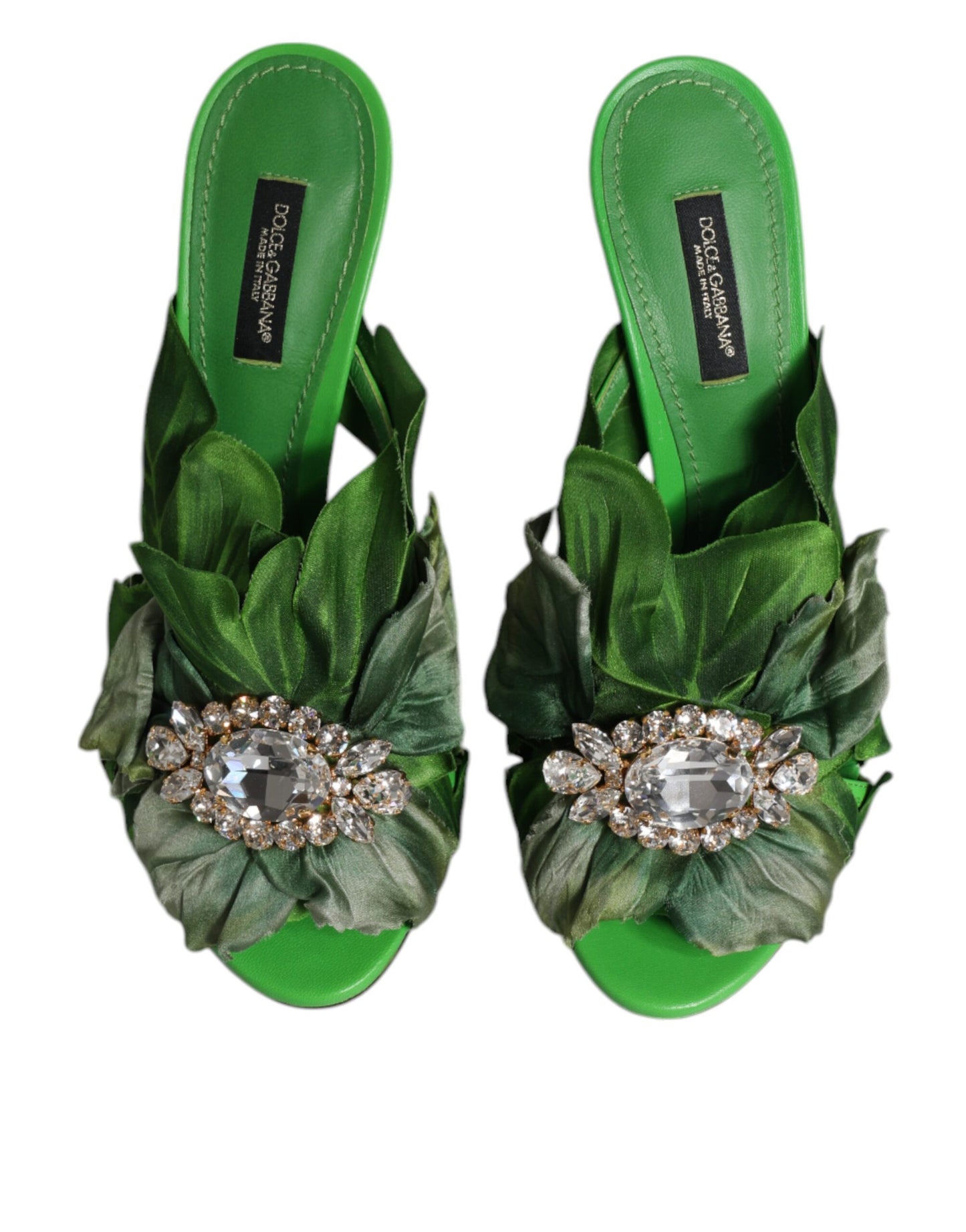 Босоніжки Dolce &amp; Gabbana Green Crystal Slides KEIRA
