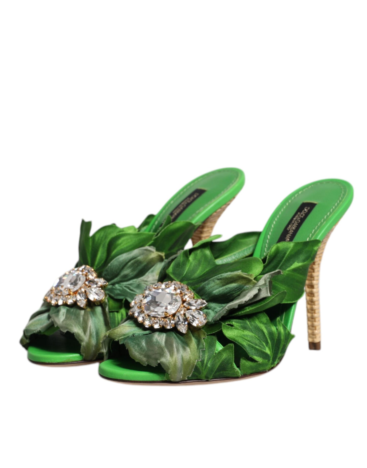 Босоніжки Dolce &amp; Gabbana Green Crystal Slides KEIRA