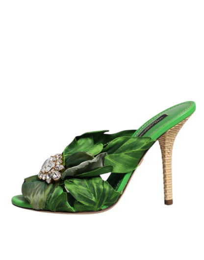 Босоніжки Dolce &amp; Gabbana Green Crystal Slides KEIRA