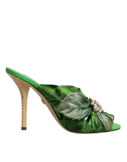 Босоніжки Dolce &amp; Gabbana Green Crystal Slides KEIRA