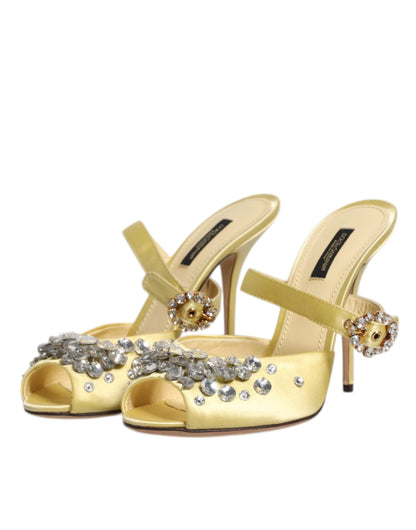 Dolce &amp; Gabbana Yellow Crystal Slides Босоніжки KEIRA
