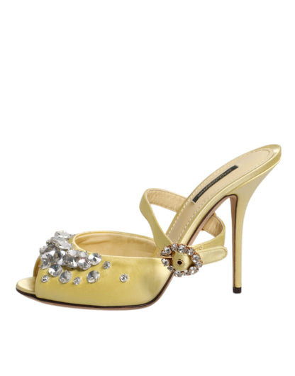 Dolce &amp; Gabbana Yellow Crystal Slides Босоніжки KEIRA