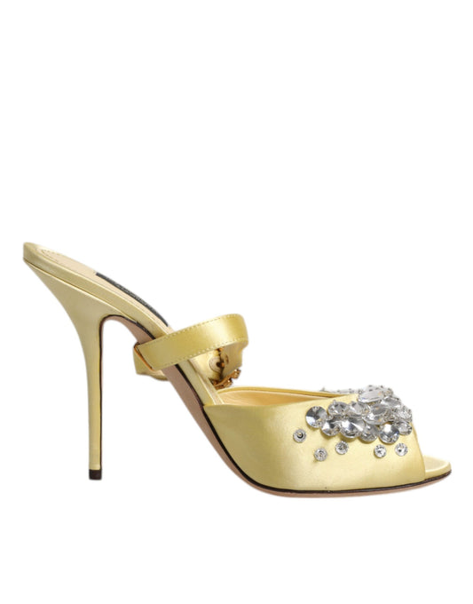 Dolce &amp; Gabbana Yellow Crystal Slides Босоніжки KEIRA