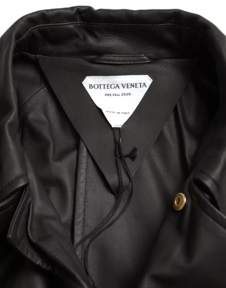 Чорна шкіряна чоловіча водонепроникна куртка Bottega Veneta
