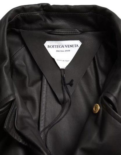 Чорна шкіряна чоловіча водонепроникна куртка Bottega Veneta