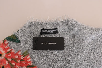 Елегантний сріблястий кардиган Dolce &amp; Gabbana з квітковою аплікацією