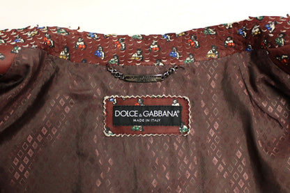 Ексклюзивна шкіряна куртка з боксерським принтом Dolce &amp; Gabbana з принтом бордо