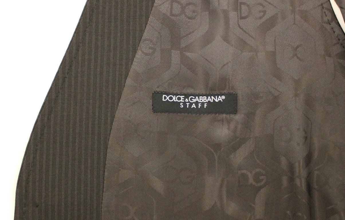 Елегантний коричневий вовняний жилет у смужку Dolce &amp; Gabbana