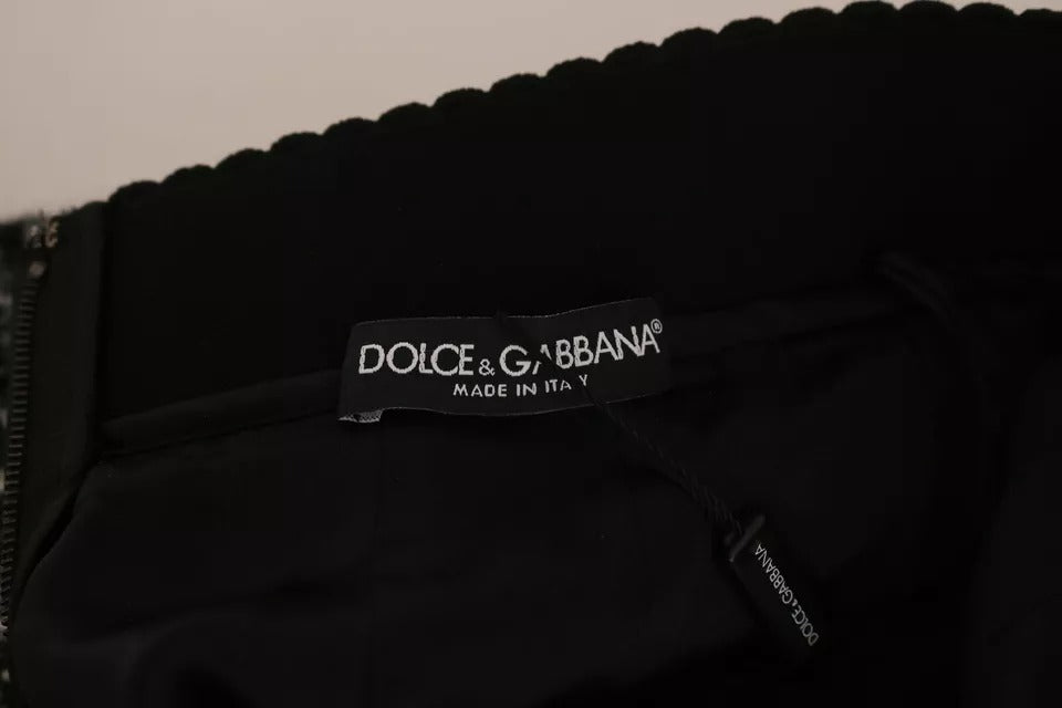 Чорна вовняна міні-спідниця Dolce &amp; Gabbana з воланами в клітку