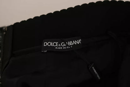 Чорна вовняна міні-спідниця Dolce &amp; Gabbana з воланами в клітку