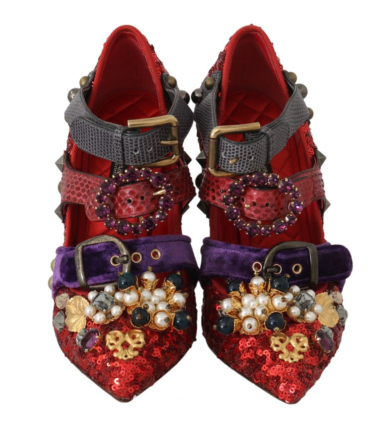 Туфлі Dolce &amp; Gabbana Red Bellucci Alta Moda з прикрасами