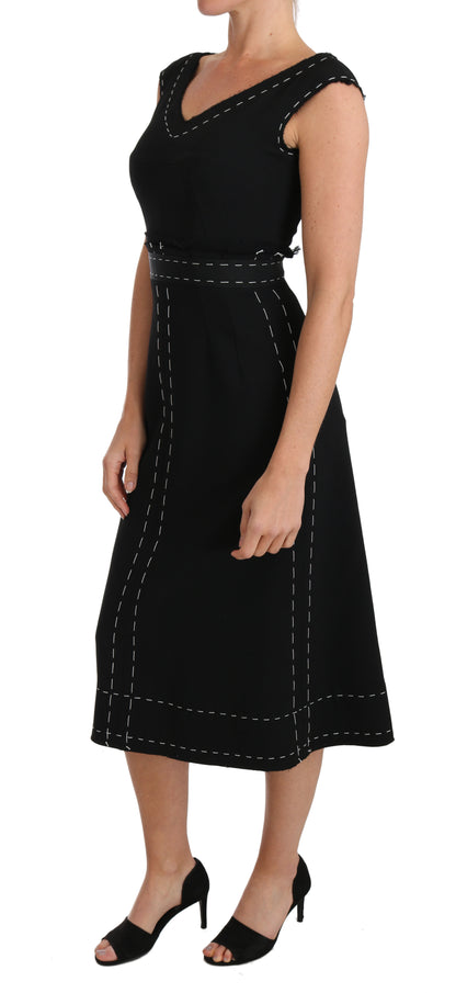 Елегантна чорна вовняна сукня-футляр Dolce &amp; Gabbana