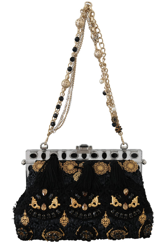 Вечірній клатч Dolce &amp; Gabbana Black Tassel Gold Baroque Crystal