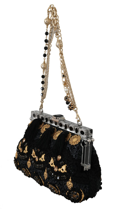 Вечірній клатч Dolce &amp; Gabbana Black Tassel Gold Baroque Crystal