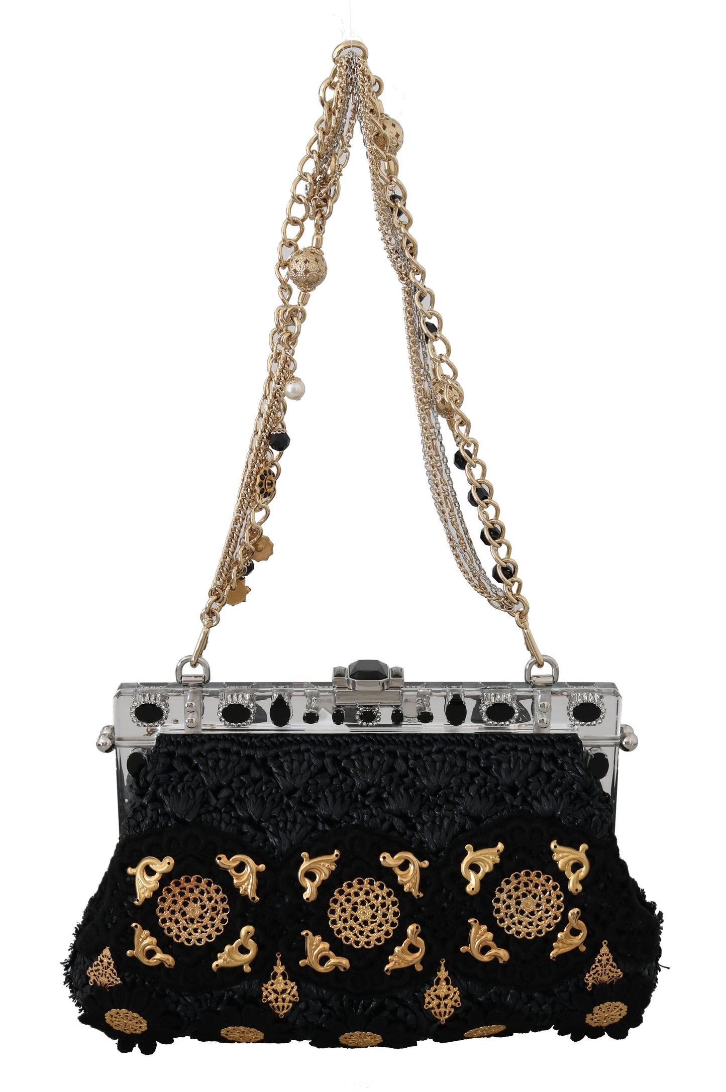 Вечірній клатч Dolce &amp; Gabbana Black Tassel Gold Baroque Crystal