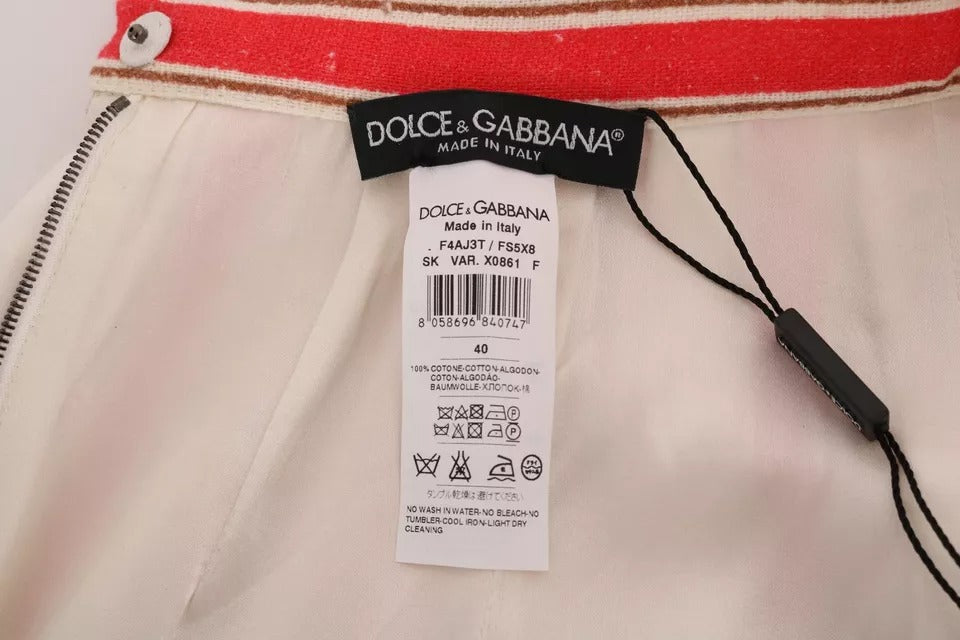 Багатоколірна бавовняна спідниця міді в смужку Portofino Dolce &amp; Gabbana
