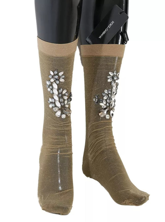 Золоті шкарпетки Dolce &amp; Gabbana Stretch Floral Clear Crystal