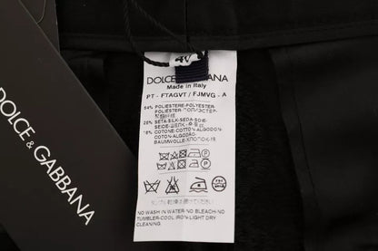 Чорні штани з високою талією з квітковою парчою Dolce &amp; Gabbana