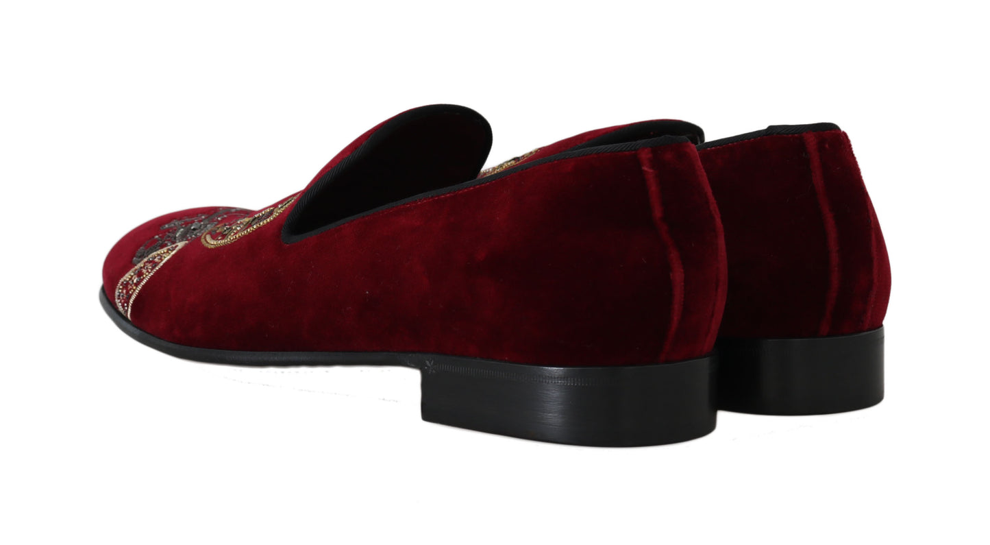Оксамитові чоловічі лофери Dolce &amp; Gabbana Bordeaux з блискітками