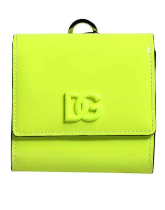 Гаманець Dolce &amp; Gabbana Yellow Green Bifold DG з логотипом на шийному ремені