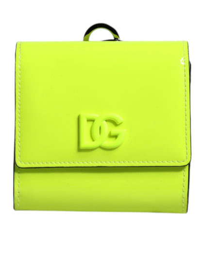 Гаманець Dolce &amp; Gabbana Yellow Green Bifold DG з логотипом на шийному ремені