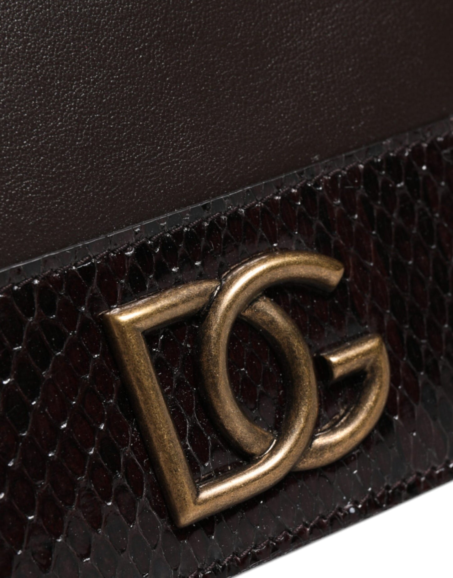 Коричневий шкіряний гаманець Dolce &amp; Gabbana з подвійною складкою та логотипом DG