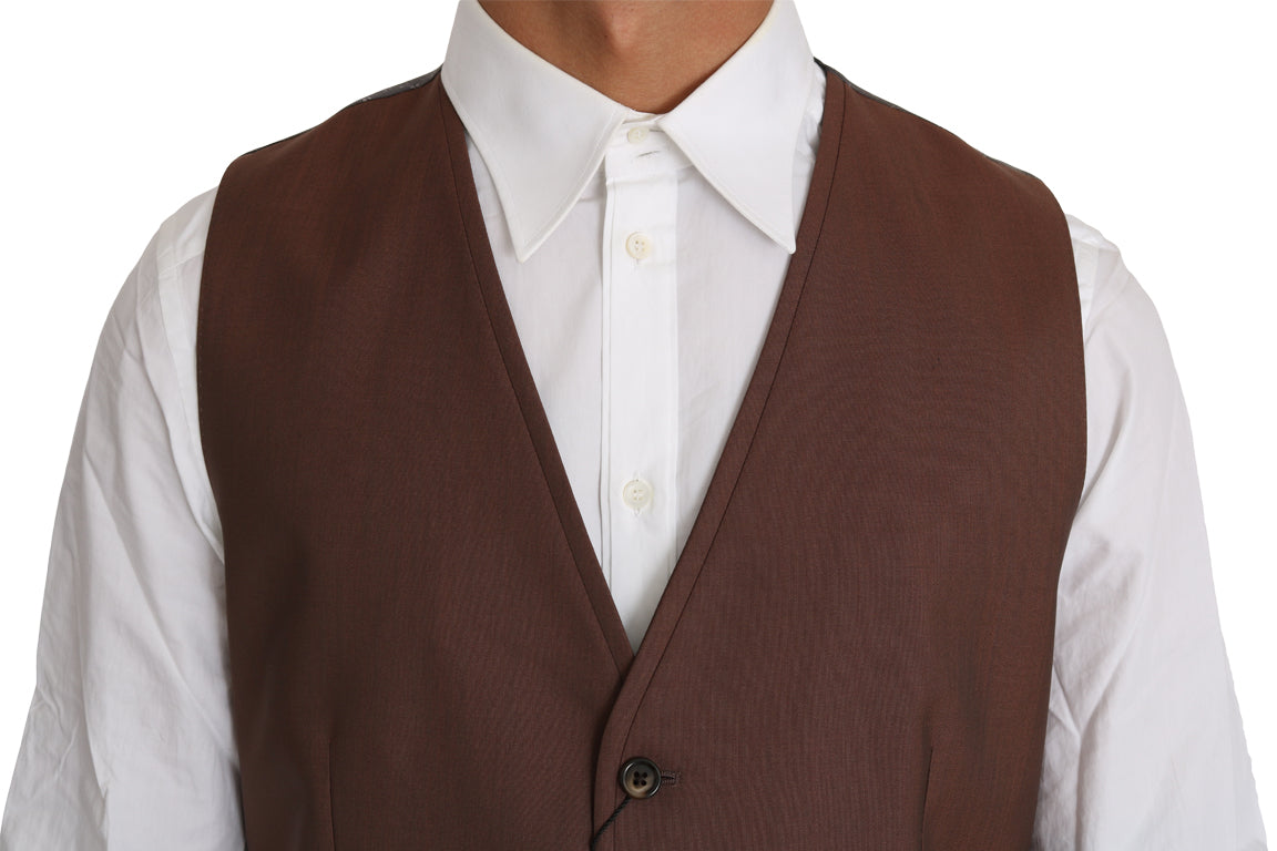 Формальна жилетка Dolce &amp; Gabbana Sleek Bronze &amp; Grey Slim Fit