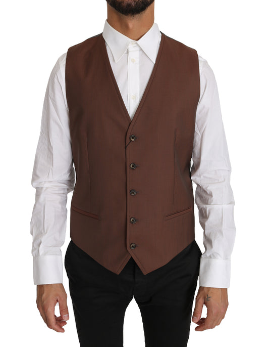 Формальна жилетка Dolce &amp; Gabbana Sleek Bronze &amp; Grey Slim Fit