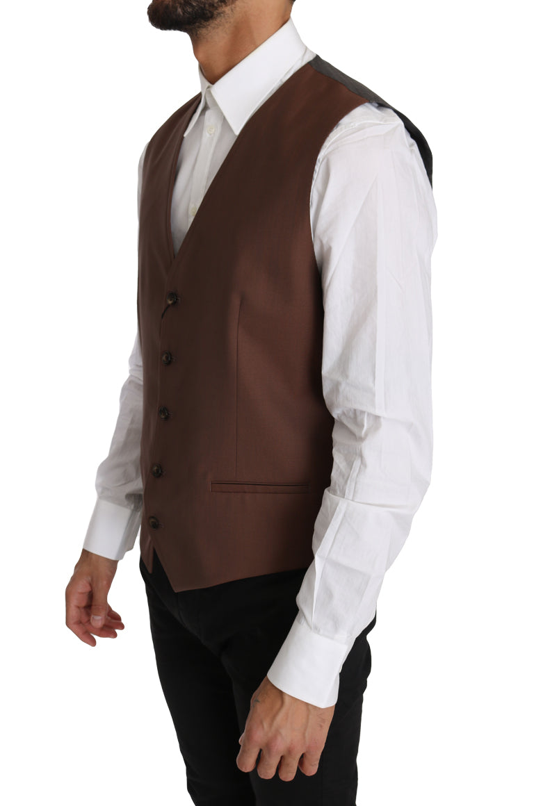 Формальна жилетка Dolce &amp; Gabbana Sleek Bronze &amp; Grey Slim Fit
