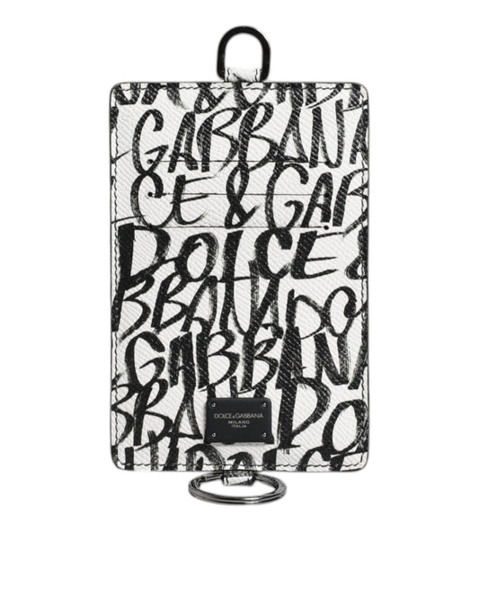 Гаманець для картки Dolce &amp; Gabbana з білим шкіряним шнурком і принтом логотипу