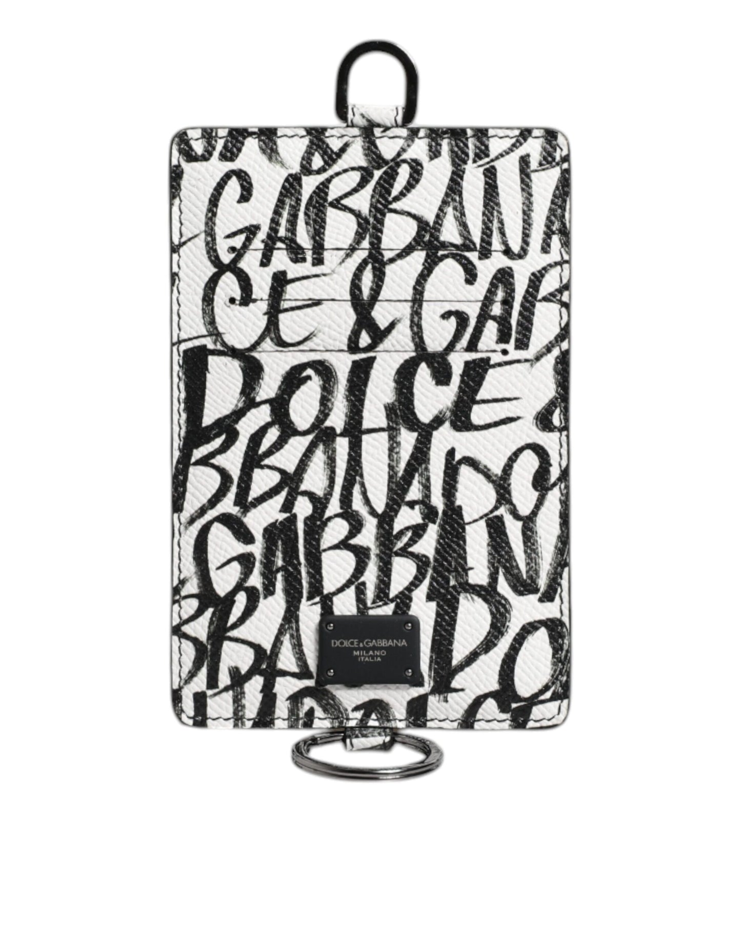 Гаманець для картки Dolce &amp; Gabbana з білим шкіряним шнурком і принтом логотипу