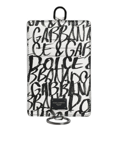 Гаманець для картки Dolce &amp; Gabbana з білим шкіряним шнурком і принтом логотипу