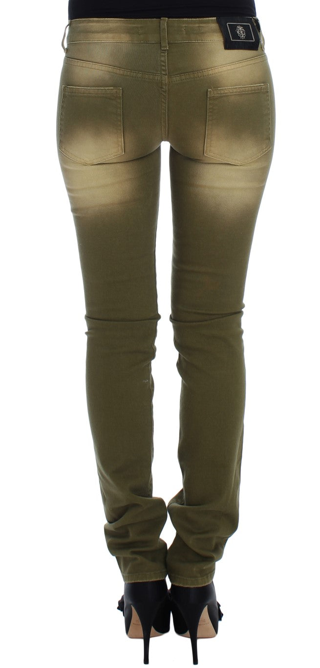 Бавовняні стрейч-джинси Cavalli Green Slim Fit