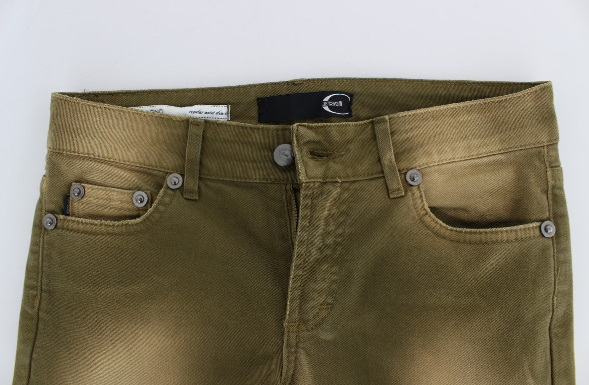 Бавовняні стрейч-джинси Cavalli Green Slim Fit