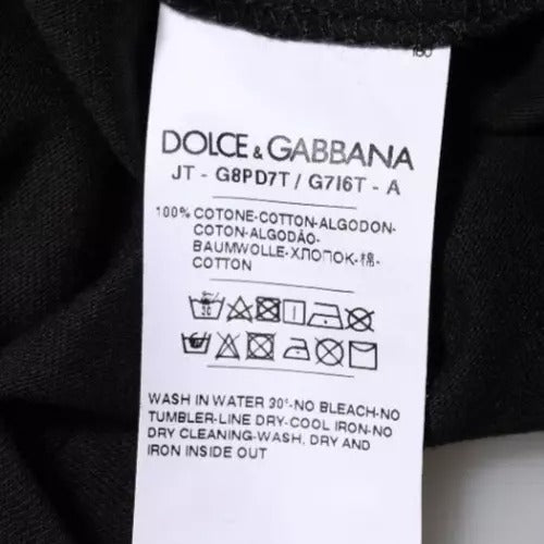 Бавовняна футболка з круглим вирізом із чорним логотипом Dolce &amp; Gabbana