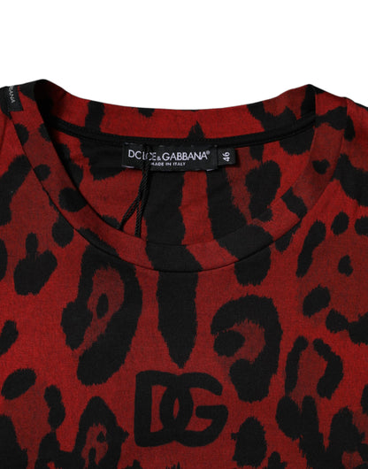 Бавовняна футболка Dolce &amp; Gabbana з червоним леопардовим коротким рукавом