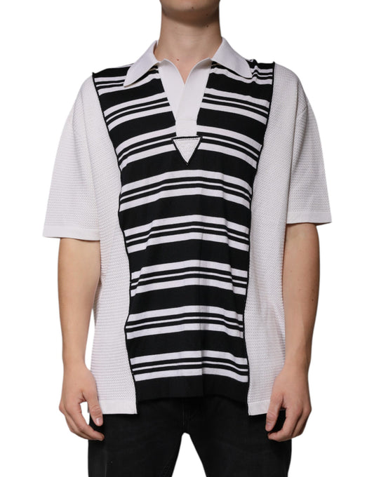 Футболка поло Dolce &amp; Gabbana Black White Stripes з коміром