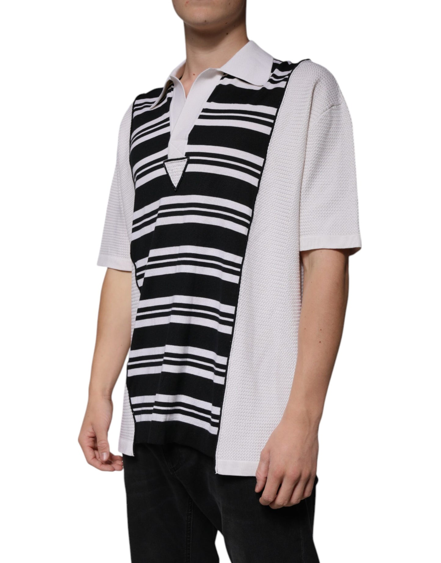 Футболка поло Dolce &amp; Gabbana Black White Stripes з коміром