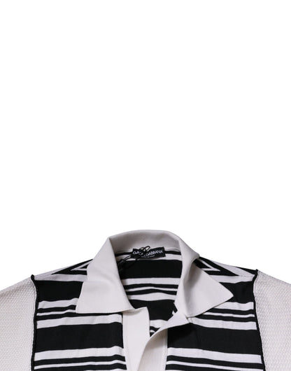 Футболка поло Dolce &amp; Gabbana Black White Stripes з коміром