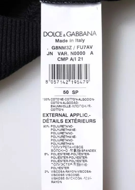 Чорна бавовняна футболка без рукавів із круглим вирізом Dolce &amp; Gabbana
