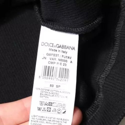 Чорна бавовняна футболка без рукавів із круглим вирізом Dolce &amp; Gabbana