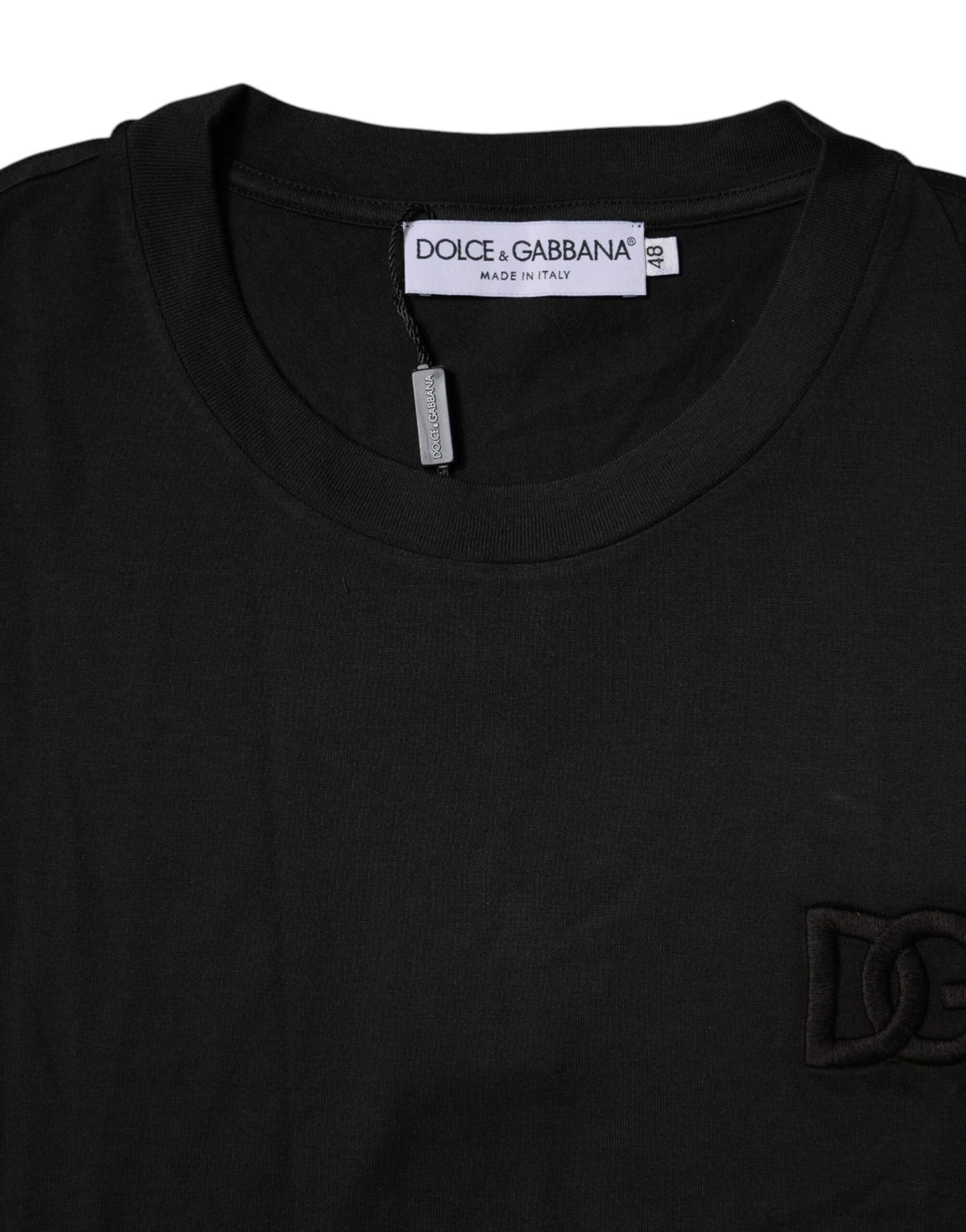 Чорна бавовняна футболка Dolce &amp; Gabbana з круглим вирізом і короткими рукавами