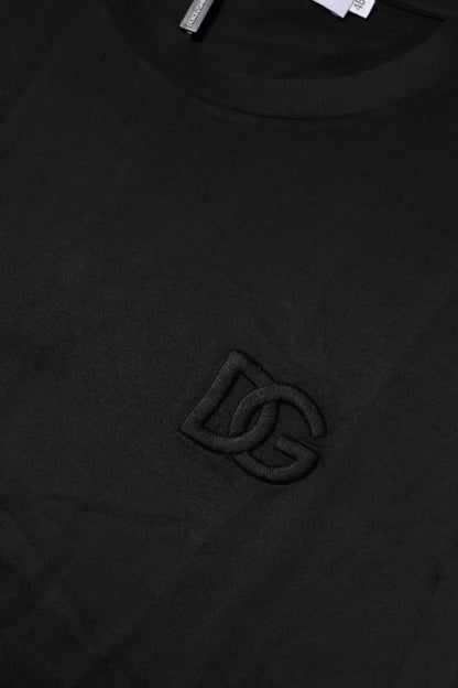 Чорна бавовняна футболка Dolce &amp; Gabbana з круглим вирізом і короткими рукавами