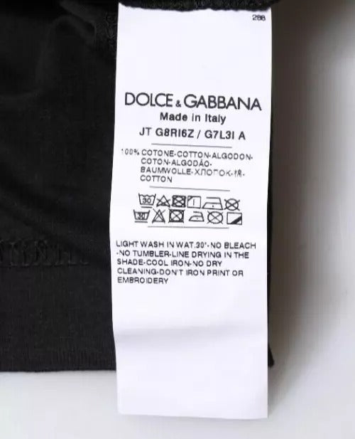 Чорна бавовняна футболка Dolce &amp; Gabbana з круглим вирізом і короткими рукавами